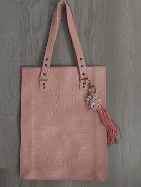 Pink Leather Tote Bag